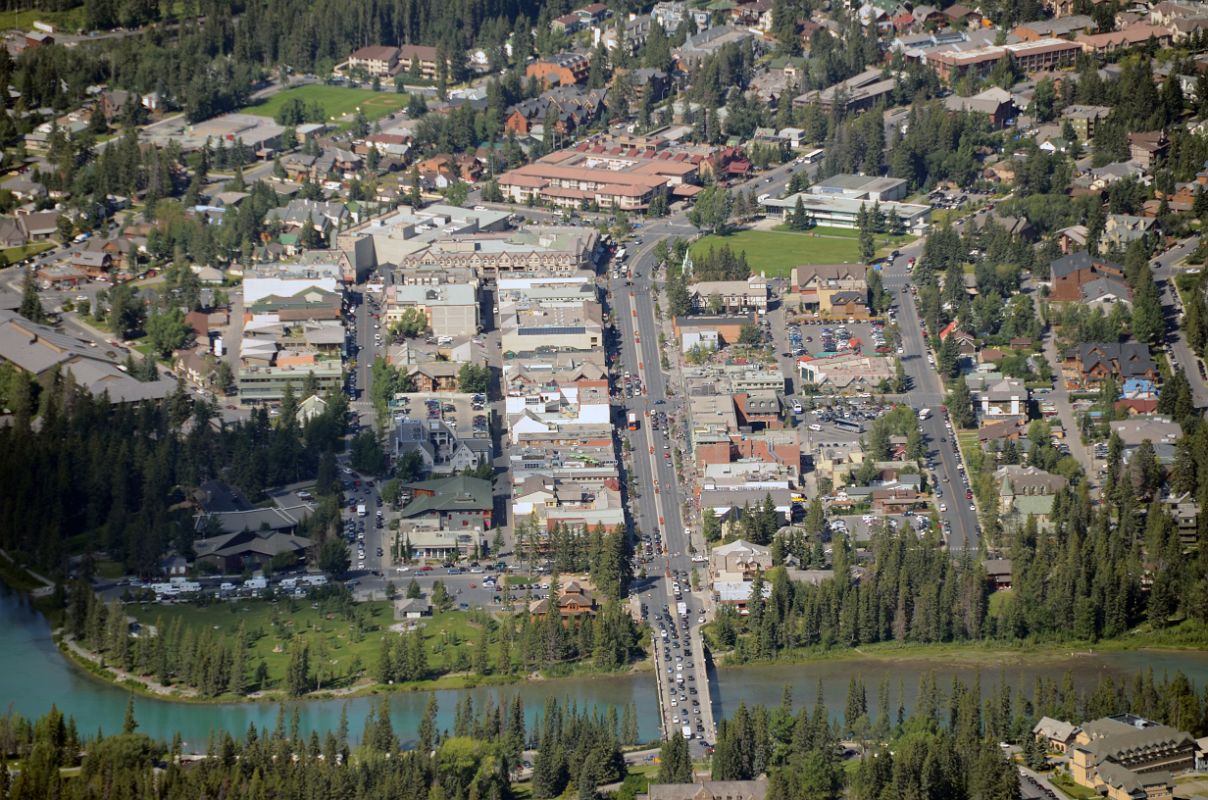 15 Banff Downtown Close Up With Bow River From Banff Gondola On Sulphur Mountain In Summer